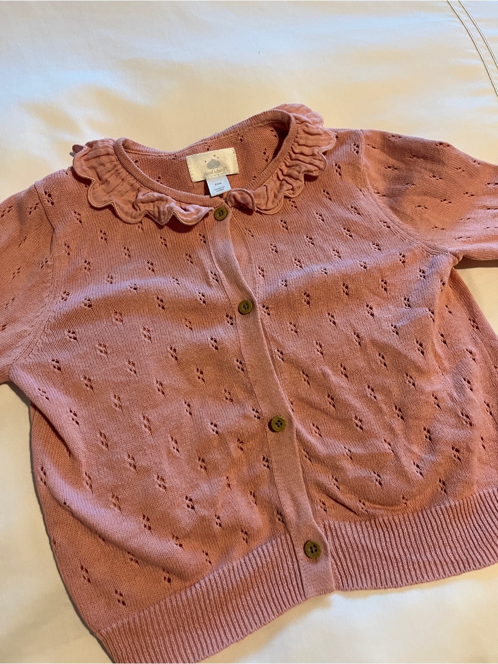 cloud island Dusty Pink Ruffle Collar Knit Cardigan